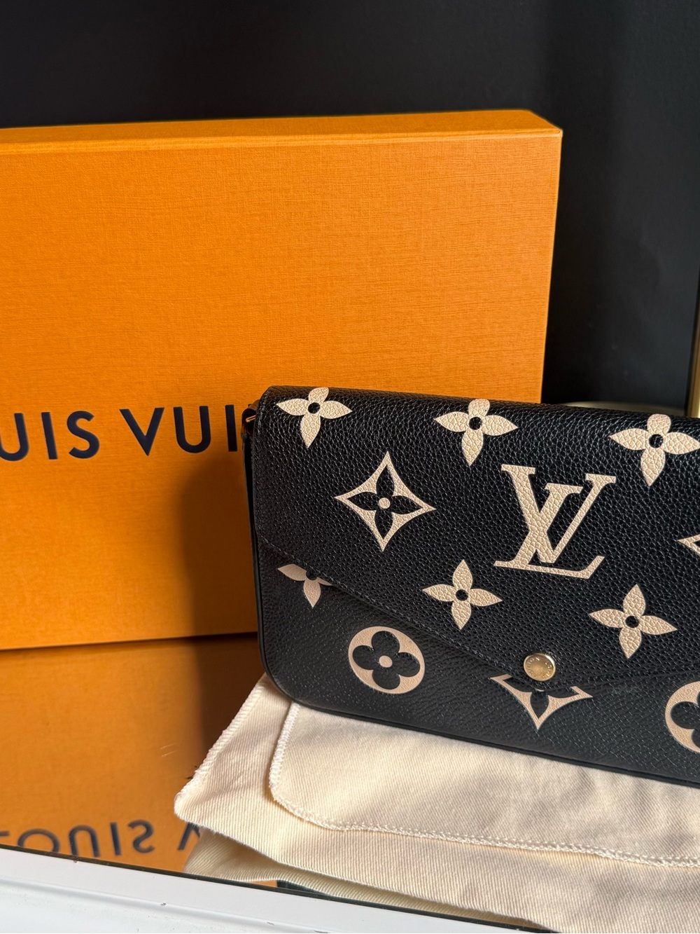 Louis Vuitton Black & Cream Monogram Crossbody Bag
